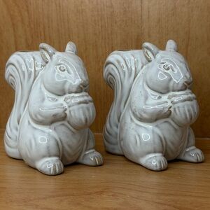 Ceramic Squirrel Taper Candle Holders Set of 2